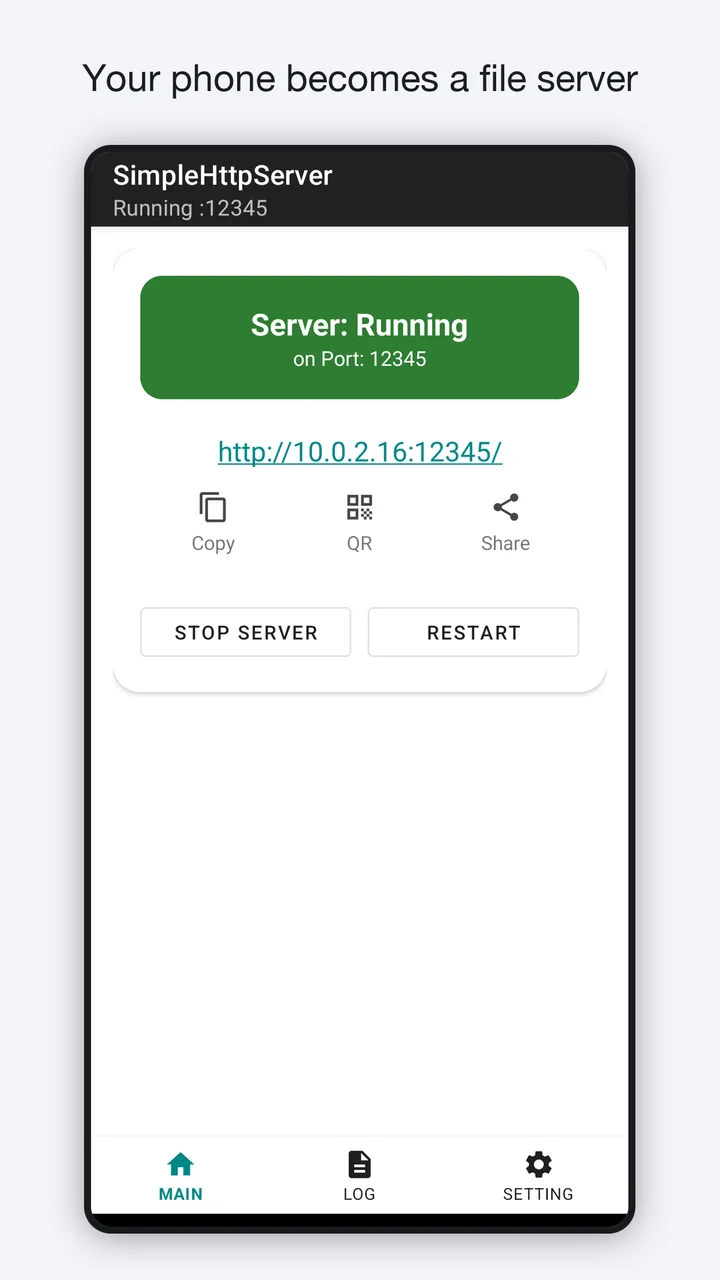 Your phone becomes a file server